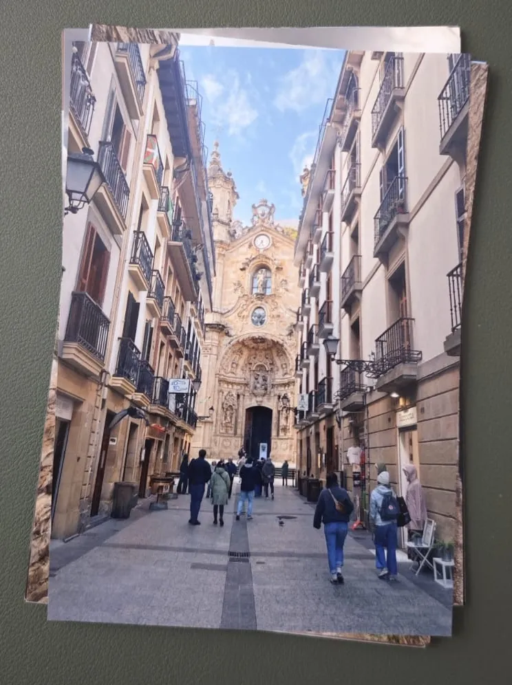 A physical Latente print showing a historic city street.